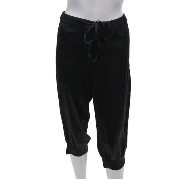 L'Agence Pants - L'Agence Womens Satin Drawstring Waist Cropped Pants Black Size 2